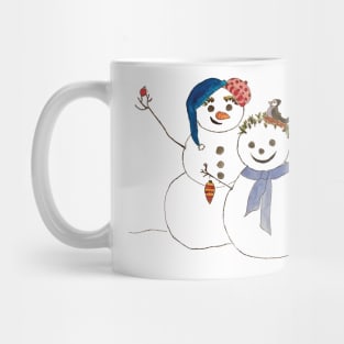 Snowman couple decorated for Christmas Mug